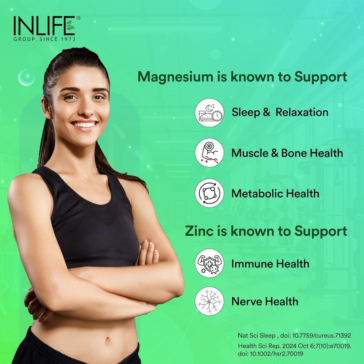 INLIFE Magnesium Glycinate with Zinc Picolinate | Muscle Recovery, Sleep & Nerve Health