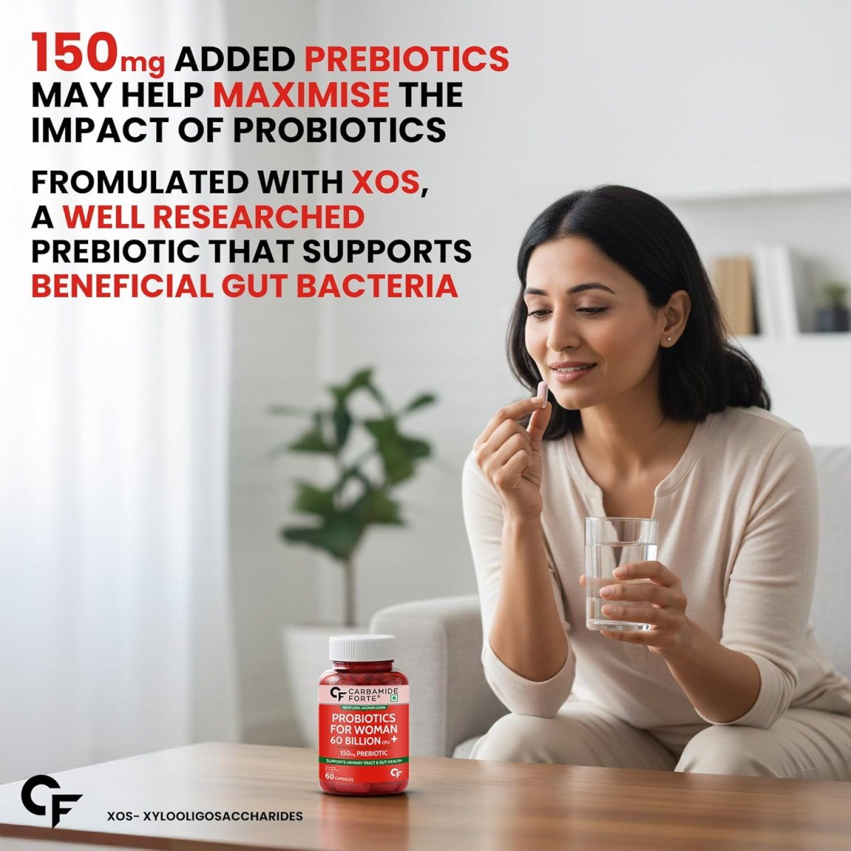 Carbamide Forte Women’s Probiotics 60 Billion CFU with Cranberry Extract & Prebiotics