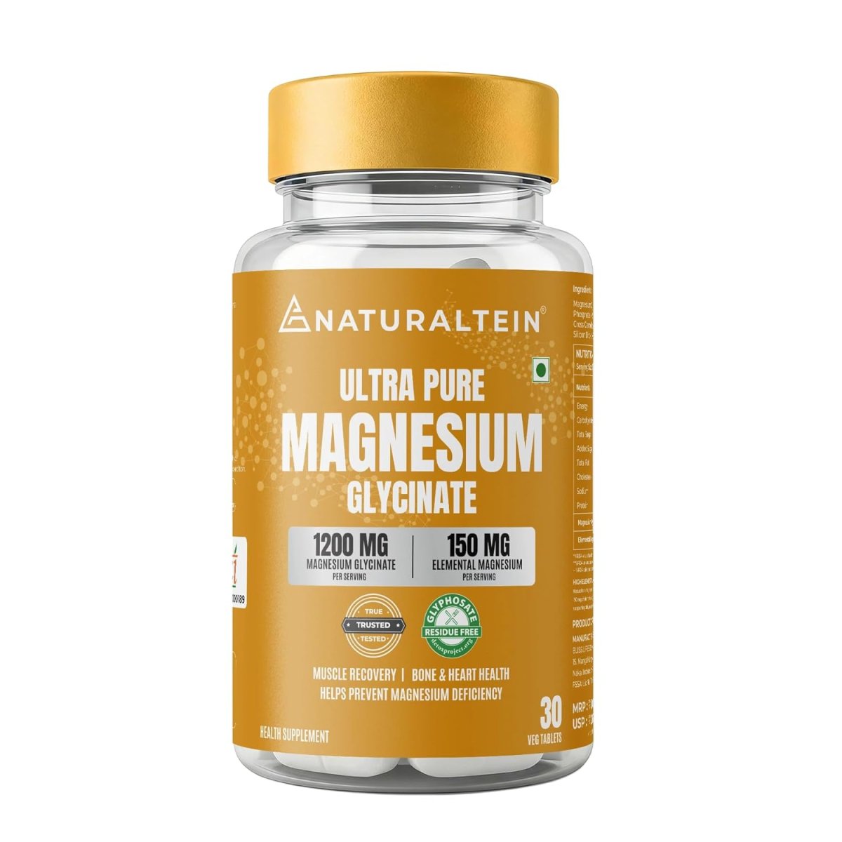 Naturaltein Magnesium Glycinate 1200mg (150mg Elemental) Chelated