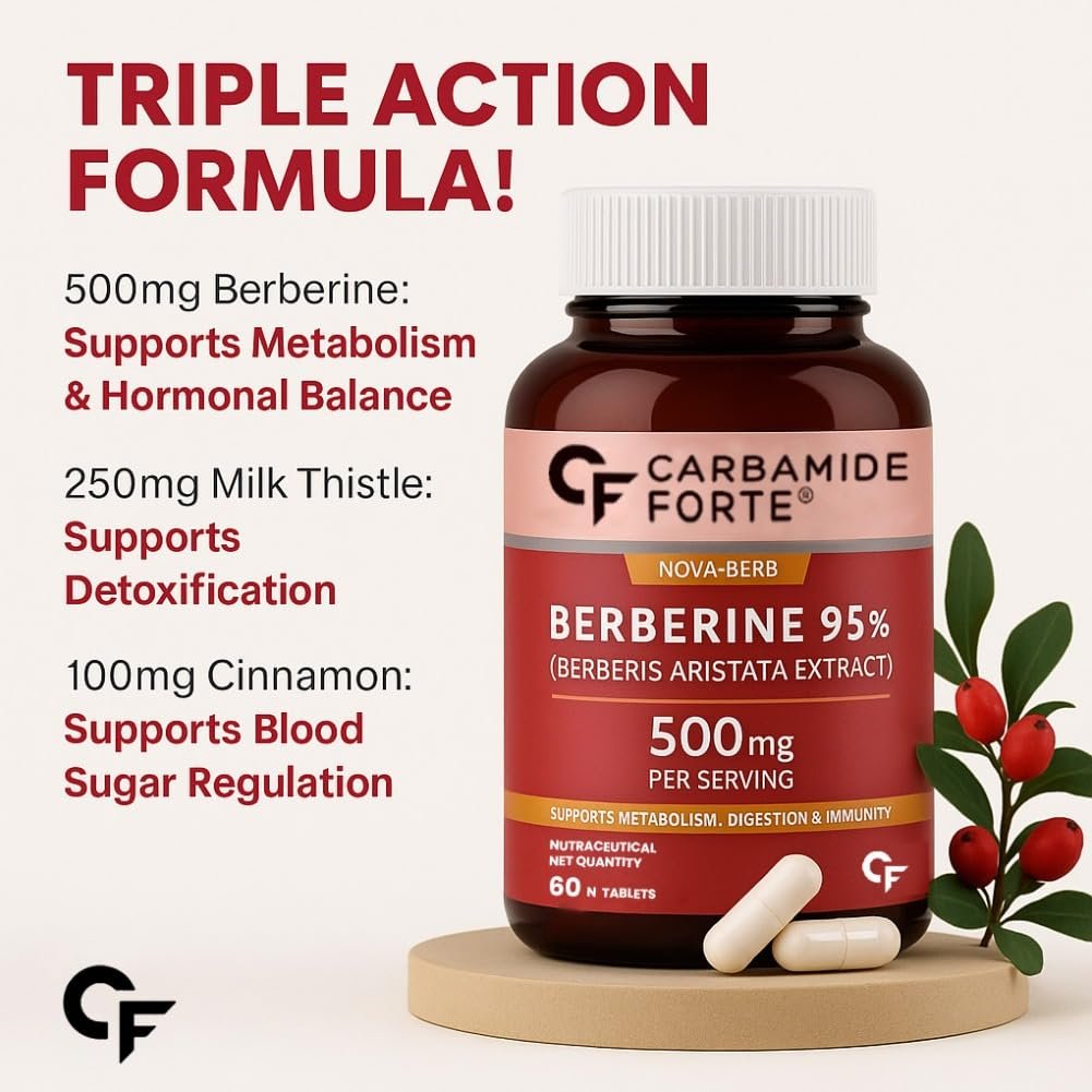 Carbamide Forte Berberine 500mg 95% with Milk Thistle & Cinnamon