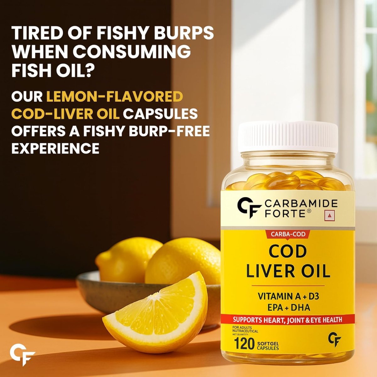 Carbamide Forte Cod Liver Oil 300mg Omega 3 with EPA DHA & Vitamin D3