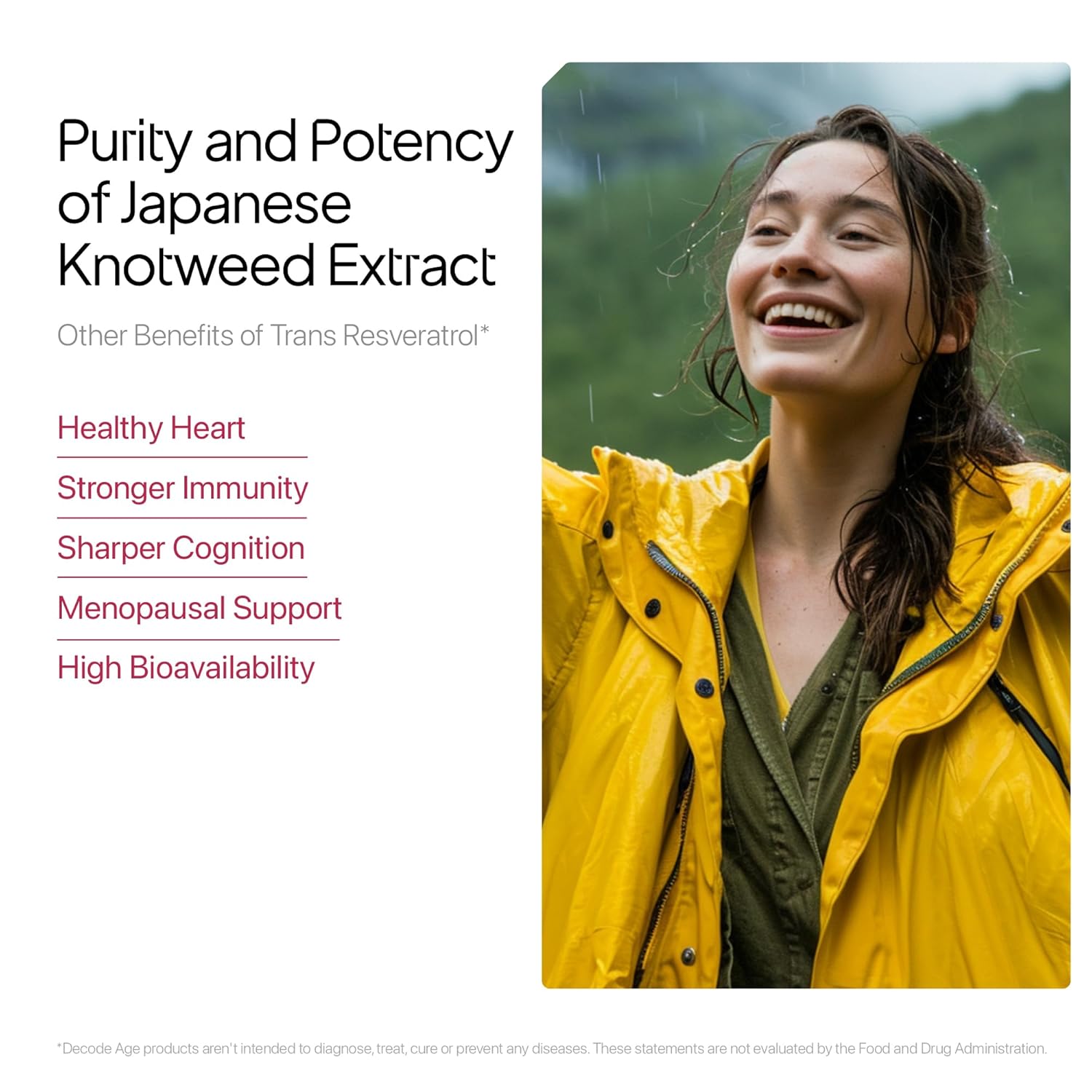 Decode Age Trans-Resveratrol 500 mg | Pure Antioxidant & Anti-Aging Supplement