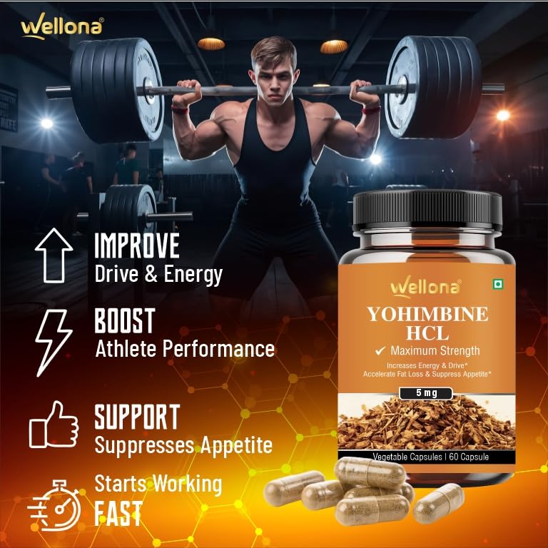 Wellona Yohimbine HCL 5mg 60 Capsules | Natural Fat Burner for Men & Women