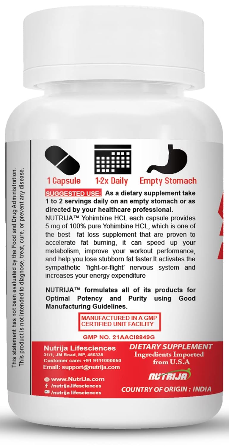 NutriJa Yohimbine 5 MG - 30 Capsules - Unlock Fat Loss & Energy