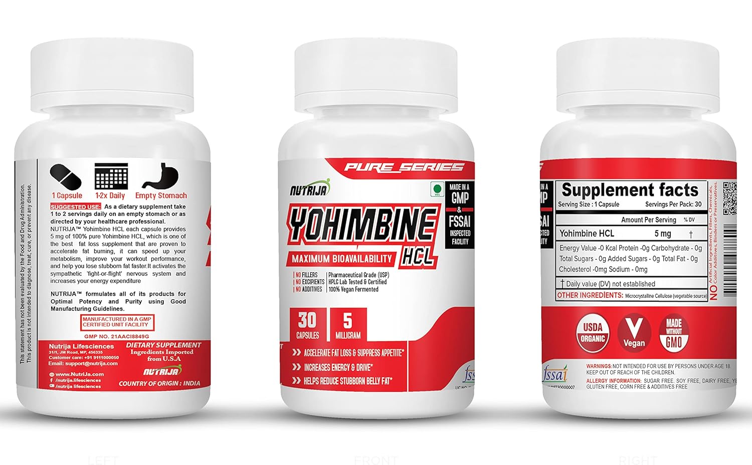 NutriJa Yohimbine 5 MG - 30 Capsules - Unlock Fat Loss & Energy