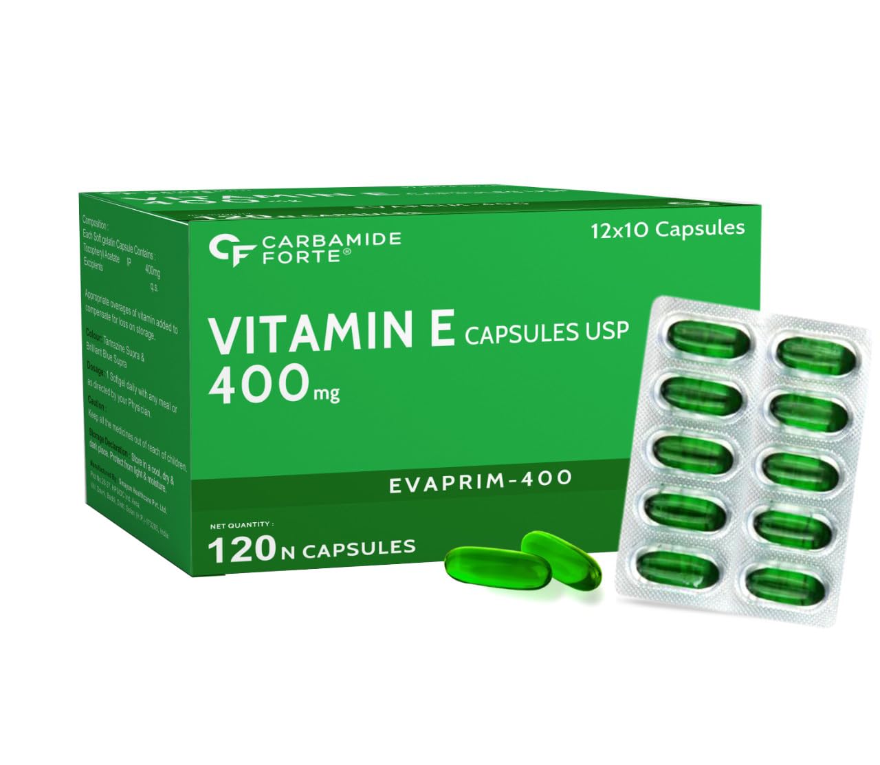 Carbamide Forte 400 mg Vitamin E Capsules for Face and Hair