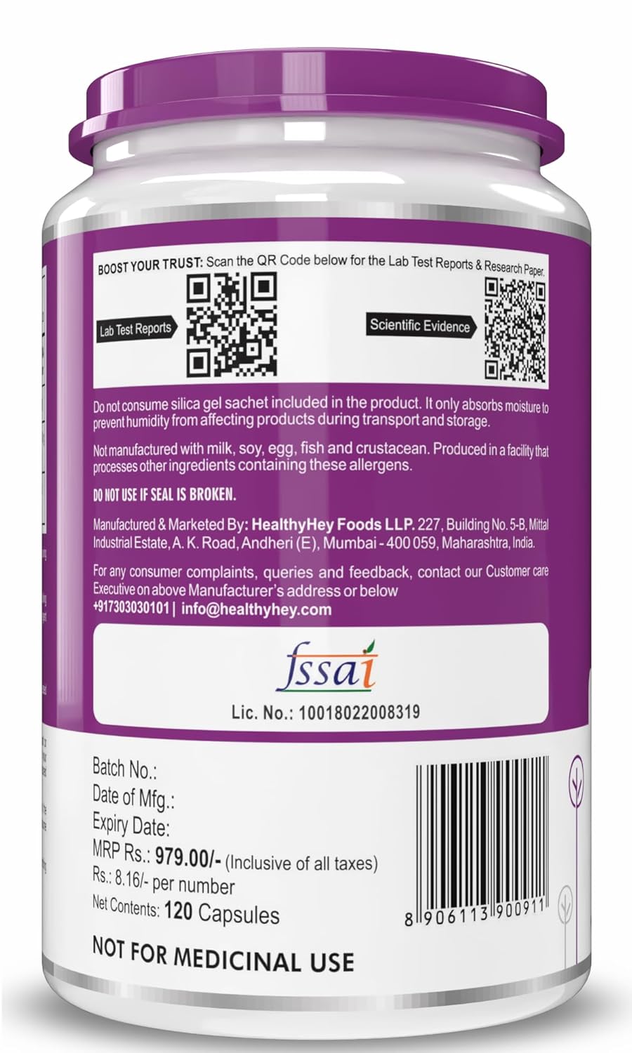 HealthyHey Nutrition Vitamin B6 Pyridoxine - 120 Veg Capsules for Energy and Brain Function