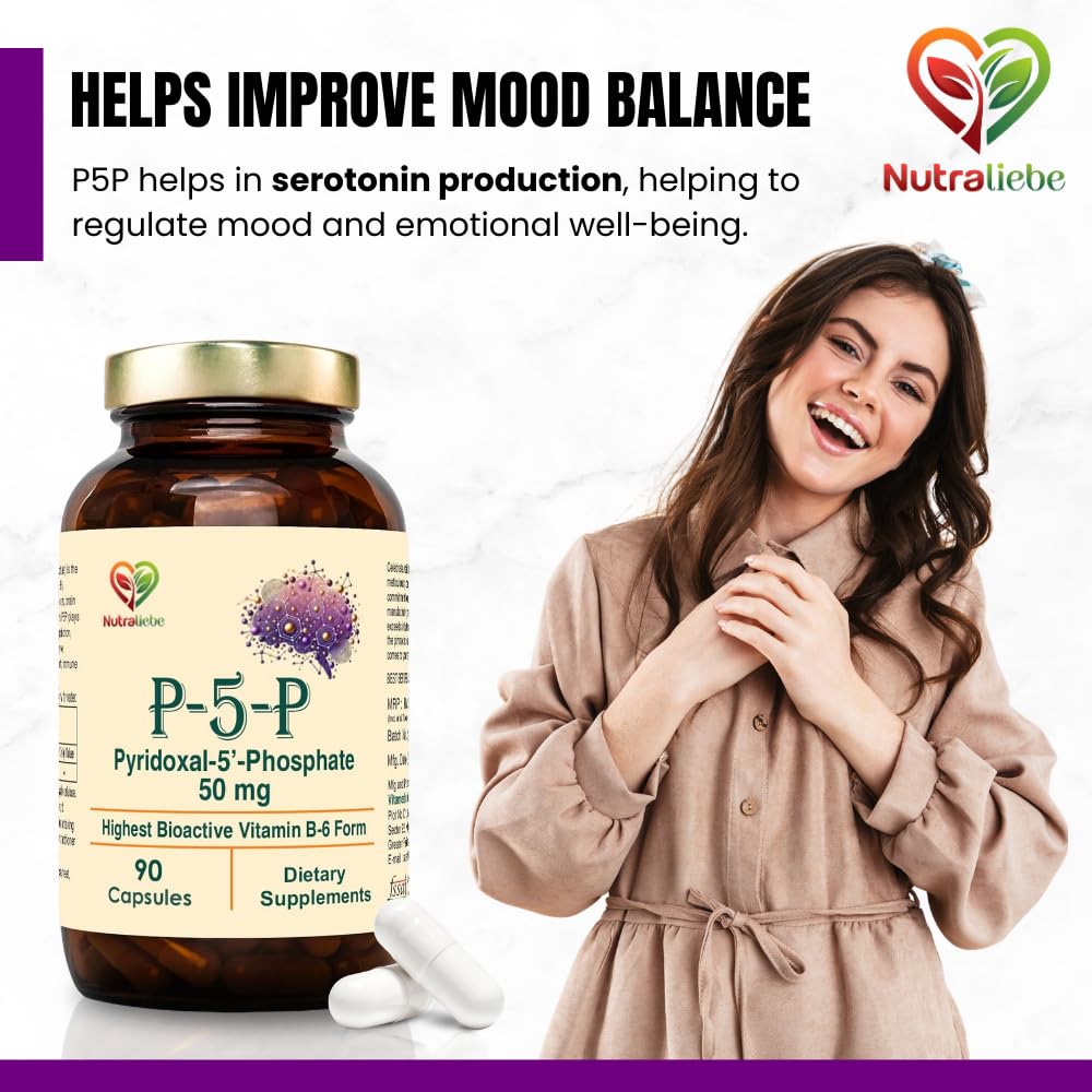 P5P (Pyridoxal 5'- Phosphate) – Active Vitamin B6 for Energy, Brain Function, and Nervous System Support – 90 Capsules