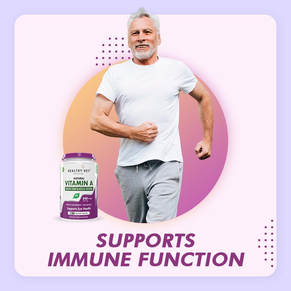 HealthyHey Nutrition Natural Vitamin A from Beta Carotene - 120 Veg Capsules