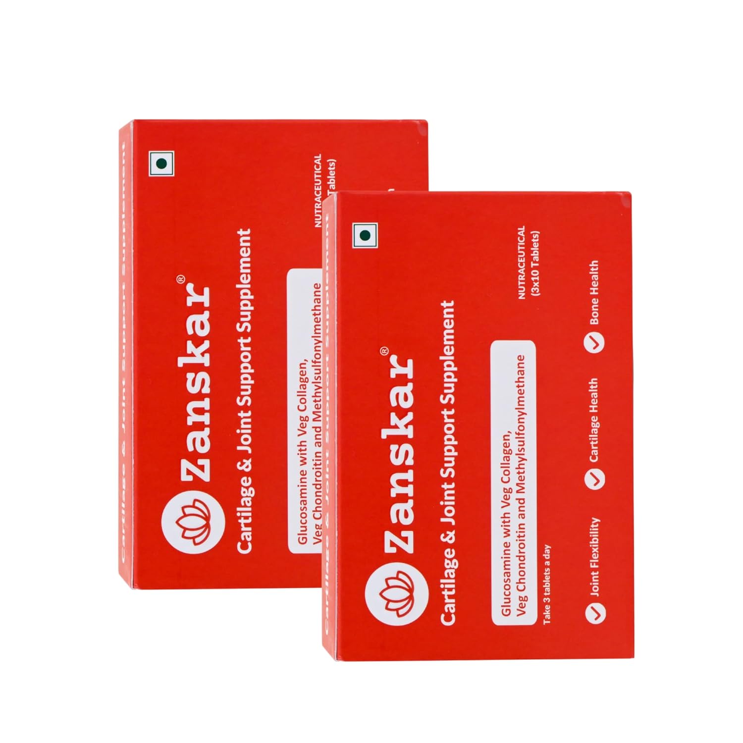 Zanskar Joint Support Supplement (60 Tablets) - 100% Veg with Glucosamine, Chondroitin, MSM, Collagen & Curcumin 4500mg