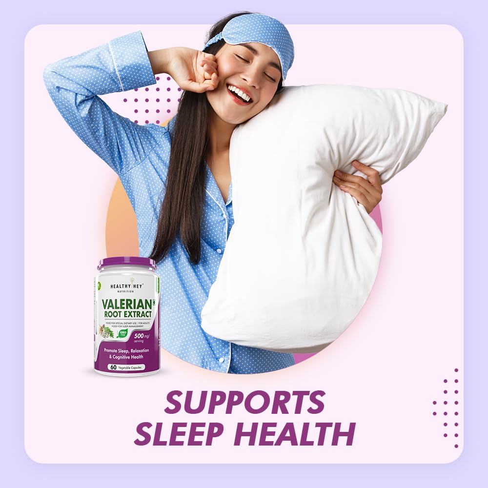 HealthyHey Nutrition Valerian Root Extract - 60 Vegetable Capsules for Restful Sleep