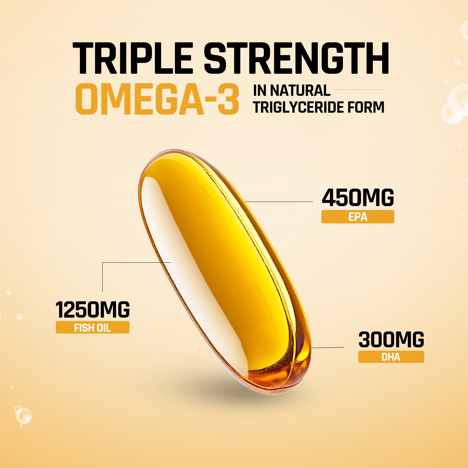 NATURALTEIN Omega-3 Fish Oil 1250mg Triple Strength Softgel Capsules | High EPA & DHA for Heart, Brain & Joint Health